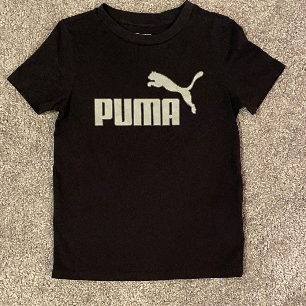 PUMA Kids T-Shirt Black Silver Size 6